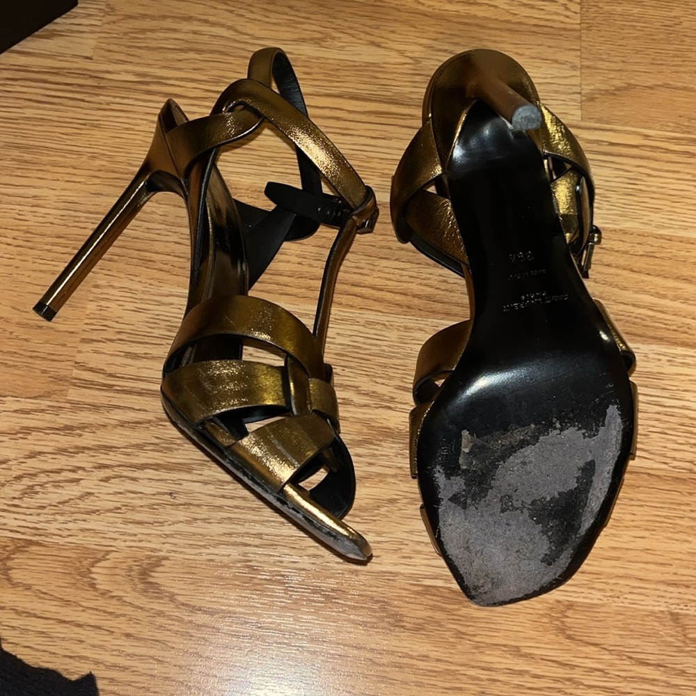 YSL Bronze gold strappy heels 39.5 - Picture 3 of 6